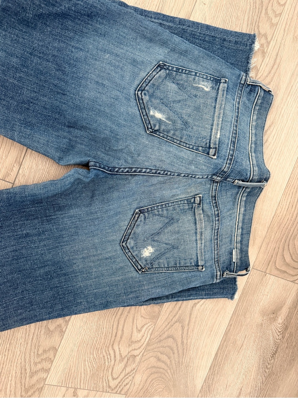 MOTHER Distressed High-Rise Straight Crop Jeans in Medium Blue Wash - Picture 8 of 16
